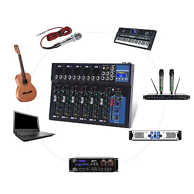 1pcs 7-Channel Bluetooth Portable Audio Mixer USB DJ Sound Mixing Console Board • $64.60