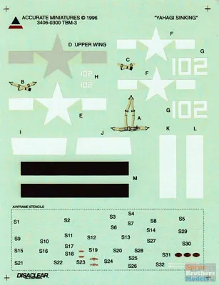 ACMD3406 1:48 Accurate Miniatures Decals - TBM-3 Avenger  Yahagi Sinking  • $6.09