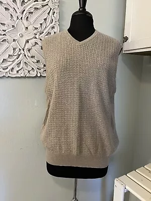 Croft & Barrow Men Sweater L Tan Sleeveless Vest V Neck • $10.25