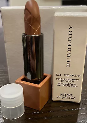 $16 • Buy BURBERRY LIP VELVET LIPSTICK Long Lasting Matte 407 Nude Tester Box & Cap