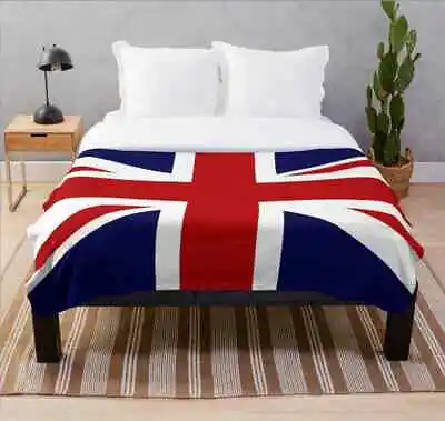 Union Jack UK Flag British Soft Faux Fur Fleece Blanket Bed Chair Sofa Throw • £9.99