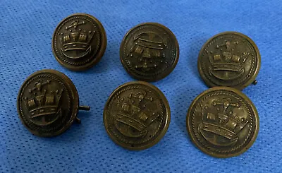 Vintage 6 X Gold Brass 22mm Royal Merchant Navy Naval Military Uniform Buttons G • £35