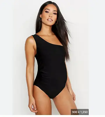 £12.99 • Buy Black Boohoo One Shoulder Maternity Swimsuit Size 8 New Swimwear