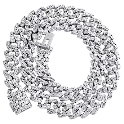 Sterling Silver Real Diamond 13mm Miami Cuban Link 22  Chain Necklace 3.65 CT. • $2528