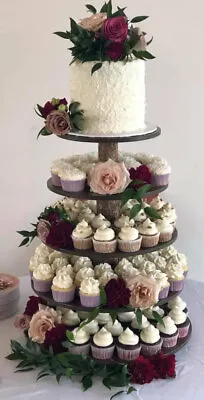 75 Cupcake Donut Stand (Tower Holder) 5 Tiers Wedding Party Wooden Rustic Bark • $200