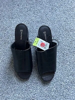 £8 • Buy Matalan Papaya Black Block Heel Sandals Shoes UK 4 