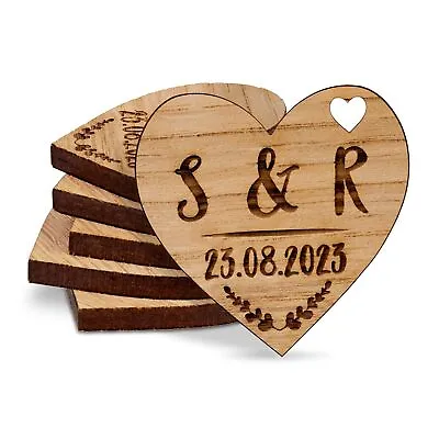 £9.99 • Buy Personalised Love Heart Wedding Favours Table Decorations Wooden Confetti Charm