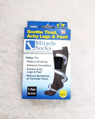 NEW Miracle Socks Anti-Fatigue Compression Socks Unisex Black 1 Pair S / M • $8.99