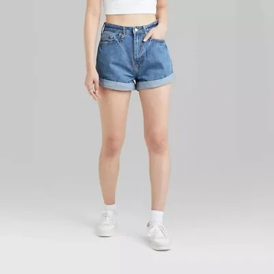 Women's Super-High Rise Rolled Cuff Mom Jean Shorts - Wild Fable™ Size 10 • $9.99