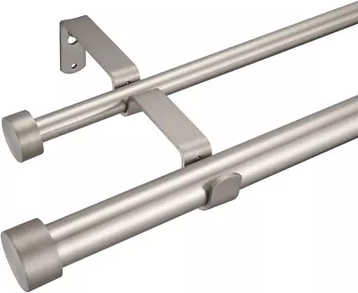 Double Curtain Rods For Windows1-Inches Front And 5/8 Inches Back Metal Satin N • $40.42