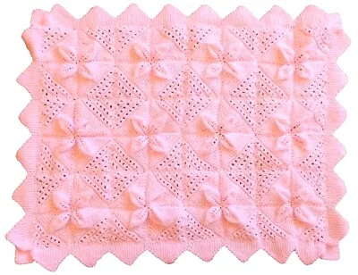 Beautiful Hand Knitted Pink Pram/cot Blanket • £12