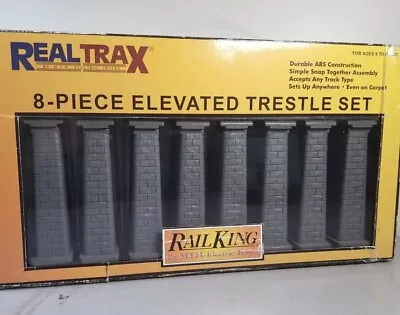 MTH REALTRAX 8 PIECE ELEVATED TRESTLE SET Track Bridge Piers 40-1034! REAL TRAX • $41.50