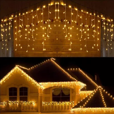 13~130ft Curtain Icicle Lights Wedding Party LED Fairy Christmas Indoor Outdoor • $76.55