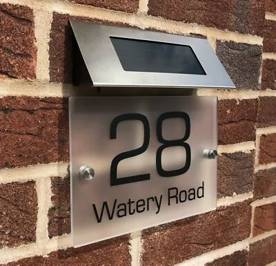 House Number Plaques Solar Light Frosted House Signs Door Numbers Outdoor Signs • £15.99