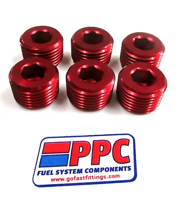 1/2  NPT Pipe Plugs W/ Allan Head 6 Per Pkg  Red Anodized Aluminum • $19.90