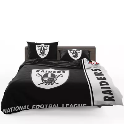 NFL Oakland Raiders Quilt Duvet Cover Set Bedroom Decor Bedclothes Full Soft • $63.99