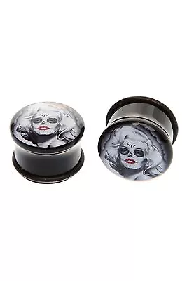 Morbid Metals Day Of The Dead Pin Up Plugs 2 Pack 3/4  Earrings Body Jewelry New • $16