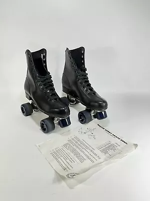 Vintage Roller Derby Skates #382 ~ Black Leather High Top Quad Skate Size 10 • $74.90