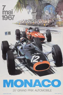 1967 MONACO GRAND PRIX F1 RACING POSTER PRINT 36x24 9 MIL PAPER • $39.95