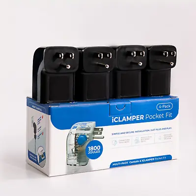 Clamper Single Outlet Surge Protector - 1800 Joules 1875W - 4-Pack Black • $39.99