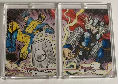 2012 Marvel Greatest Battles Sketch Cards By Cezar Razek Wolverine Vs Thor • $175