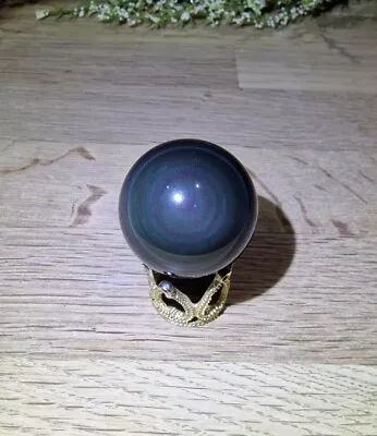 Rainbow Obsidian Crhstal Sphere Free  Holder 39g • £11