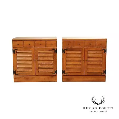 Ethan Allen Baumritter Pair Solid Maple Cabinets • $1095