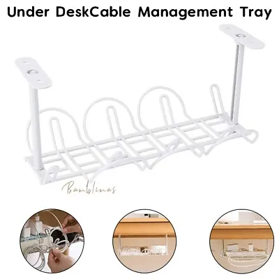 £8.95 • Buy 30cm Cable Management Tray Under Desk Cable Organizer Office White Plastic Tray