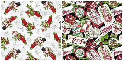 Christmas Fabric All That Glitters Cotton Designer 112cm Wide Stocking Label • £5.25