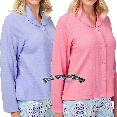  Ladies Bed Jacket WAFFLE BUTTON Up Tradional Summer Short Dressing Gowns Tops  • £15.75