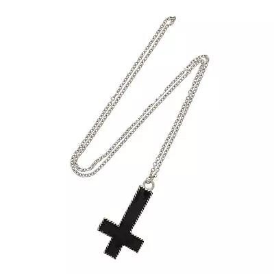 Zac's Alter Ego Upside Down Enamel Black Cross Pendant On Chain Necklace • £9.99