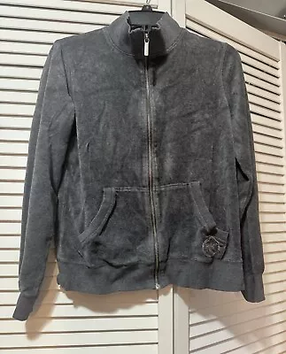 Michael Kors Women Velour Track Jacket Gray Full Zip Size S • $20.98