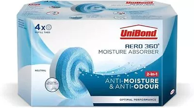 UniBond AERO 360° Moisture Absorber Neutral Refill Tab Ultra-Absorbent 4 Pack • £10.59