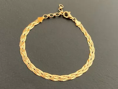 18CT 750 Yellow Gold Handmade Braided Bracelet • £0.80