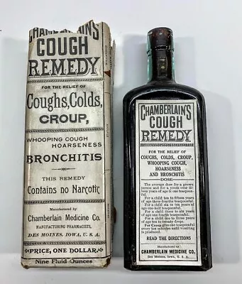 Vintage Medicine Bottle - Chamberlain's Cough Remedy Label & Contents Des Moines • $13.50