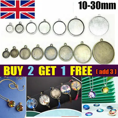 Pendant Cabochon Flat Round Blank Bezel Tray DIY Earring Necklace Jewelry Making • £7.48