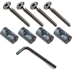 (4 PACK) M6 Flat Socket Furniture Bolts Barrel Nuts & Allen Key- IKEA Beds Cot  • £3.39