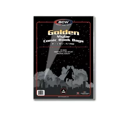 Pack Of 25 BCW Golden Age Comic Archivals Mylar Bags 4-Mil 8.25 X 10.5 Acid Free • $40.99