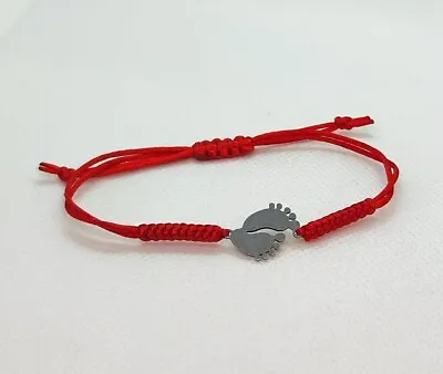 Red Cord Bracelet Mum To Be Pregnancy Baby Feet charm • £4.90