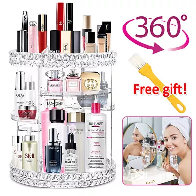£15.49 • Buy Large 360 Rotating Makeup Organiser Cosmetic Storage Box Perfume Display Stand