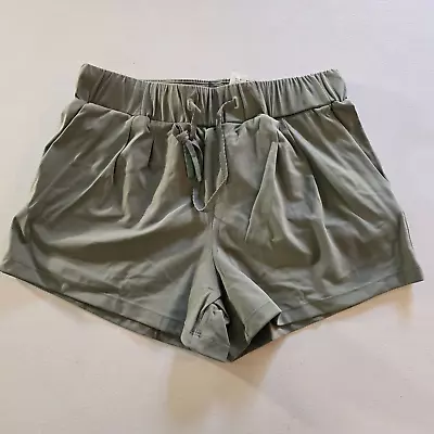NWT I Want To Feel Workout Sport Shorts Relaxed Drawstring Pockets Green Size 4 • $10