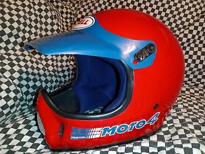 Vintage BELL MOTO 4 MOTO CROSS HELMET  7 3/8  Red/blue  Aria Shoei Buco  • $225