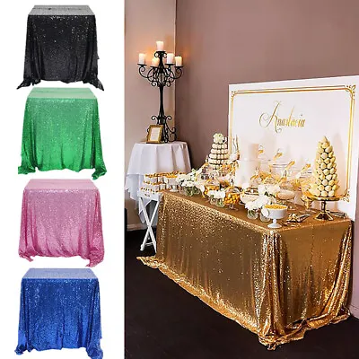 Rectangle Sequin Glitter Tablecloth Sparkly Table Cloth Cover Wedding Party Deco • £5.39