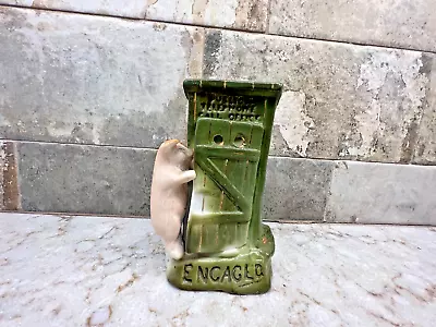 Vintage German Pottery Pig Engaged Phone Booth Vase • $19.99