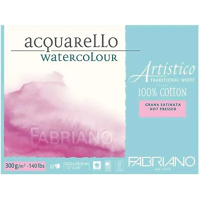 Fabriano Artistico Watercolour Paper Traditional White Block 12 X18  HOT PRESSED • £51.99