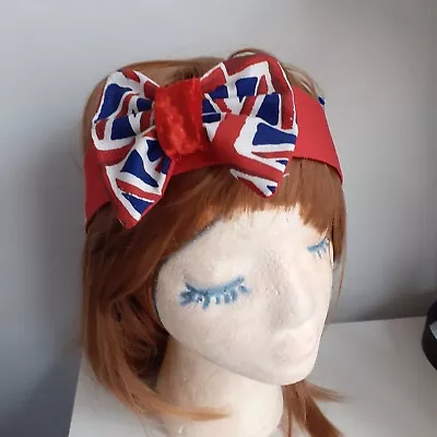 Union Jack Patriotic Headband Hat St. George Festival Hairband Land Girl Scarf • £6.50