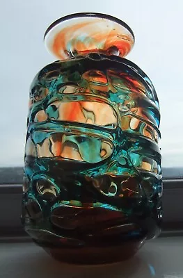 STUNNING Bright Red & Green Vintage Mdina Glass Vase • £20