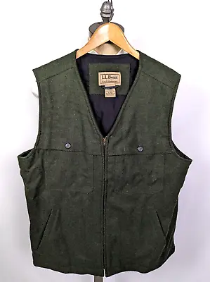 L.L. BEAN Mackinaw Wool Blend Vest Full Zip Jacket Sz XL Green • $82.99
