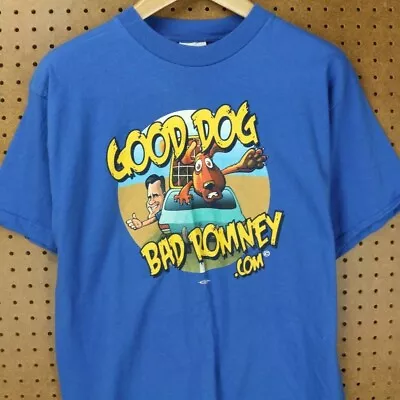 GOOD DOG BAD ROMNEY . COM T-shirt LARGE Usa Made 2012 2008 Gop Election Mitt • $17.99