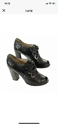 Stunning MULBERRY Size EU 39.5 UK 6.5 Black Crackle Effect Leather Peetoe Shoes  • £39.99
